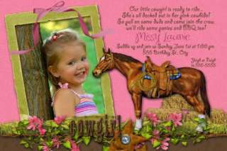 Cowgirl Horse Birthday Party Invitations WESTERN x 2  