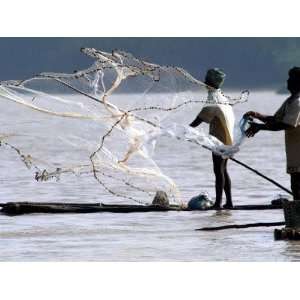 Fishermen Cast their Nets at Muttukadu in the Outskirts of Madras 