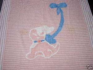 Pink White Blue Bow Chenille Baby Blanket Cutter Crafts  