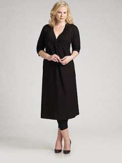   Fisher Black Washable Stretch Crepe Twist Bodice Longer Dress 2X $278