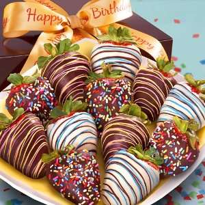 12 Happy Birthday Chocolate Covered Strawberries  Grocery 