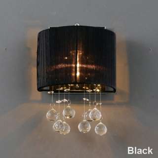 New Ribbon Fabric Shade Sconce Glass Crystal Wall Lamp  