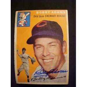  Bobby Adams Cincinnati Redlegs #123 1954 Topps Autographed 