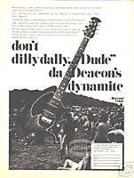 OVATION GUITAR AD vintage DEACON electric 70s pinup  
