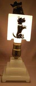 50s Scotty Dog Opaque Glass Deco Design Table Lamp  