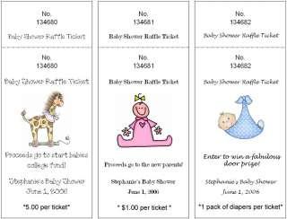 Baby Shower Raffle Tickets/Cards Personalized Favors  