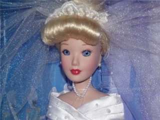 Disney Princess Bridal CINDERELLA Brass Key Porcelain Doll Bride RARE 