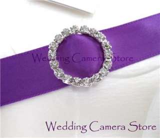 12 Round Rhinestone Ribbon Buckles for Wedding Invitation Card