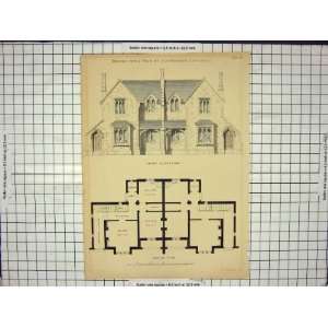    Six Roomed Cottage Plans A. H. Payne Antique Print