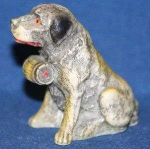 Vintage Saint Bernard Dog Figurine Resin Plastic Tiny  
