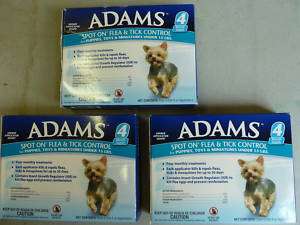 Adams Spot On Dog Flea and Tick 3 Boxes Puppies, Minis  