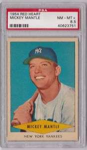 MICKEY MANTLE 1954 RED HEART DOG FOOD PSA NM/MT+ 8.5  