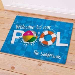   Welcome To Our Pool Doormat Family Name Pool Doormat Door Mat  