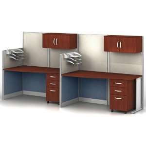   Cubicle Set, 2 Cubicles with Accessories, Hansen Cherry Office