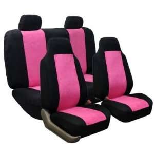 FH FB105114 Classic Suede Car Seat Covers Pink / Black color Airbag 