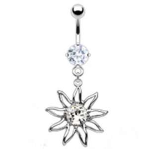  14g Surgical Steel Dangling Sun Sexy Belly Button Navel Ring Dangle 