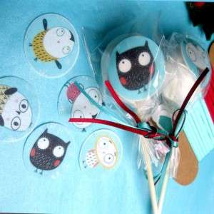 24 Owl Edible Cup Cake / Cake Pop Decoration  Rice paper owls  