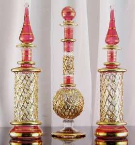 Wonderful Arabesque Egyptian perfume bottles Red 7 in  