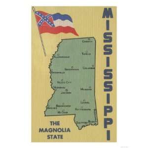  Mississippi   Detailed Map of State Premium Poster Print 