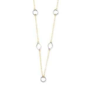  14k Two tone Circle & Diamond Shapes Necklace Jewelry