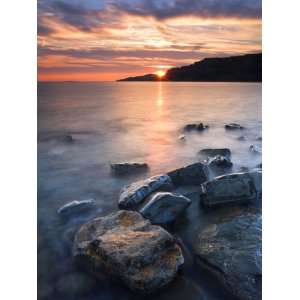  Sunset over Gad Cliff and Hobarrow Bay, Dorset, England 