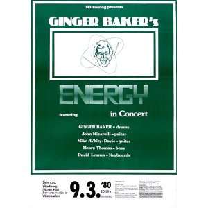 Ginger Baker   Energy 1980   CONCERT   POSTER from GERMANY