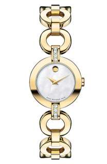 Movado Bela Moda Gold Plated Diamond Bracelet Watch  