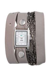 La Mer Collections Waterfall Leather & Chain Wrap Watch  