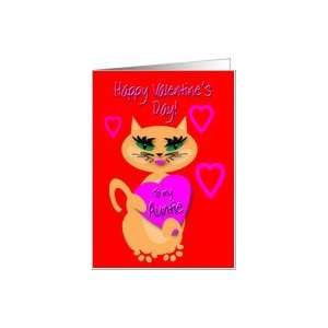  Aunt Valentines Day Kitty Kat Big Red Heart Card Health 