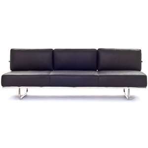 Le Corbusier Style LC5 Sofa in Genuine Black Leather