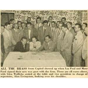  1952 Print Les Paul Mary Ford Capitol Wax Pact Signing 