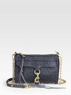 Rebecca Minkoff   Mac Mini Ostrich Stamped Convertible Clutch   Saks 