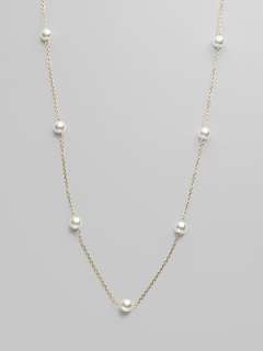 Mikimoto   6MM White Round Cultured Pearl & 18K Yellow Gold Necklace 
