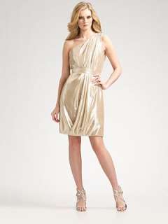 Theia   Metallic One Shoulder Dress    