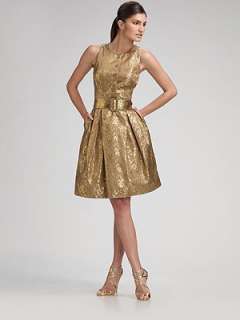 Chetta B   Metallic Silk Jacquard Dress    