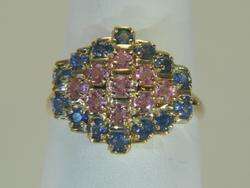 14K Yellow Gold Blue Sapphire & Pink Sapphire Ring 5.1 grams  