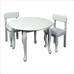  Bundle 31 White Queen Anne Round Table with Two Chairs 