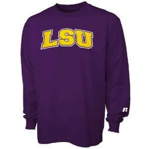  Russell LSU Tigers Purple Arched Long Sleeve T shirt 