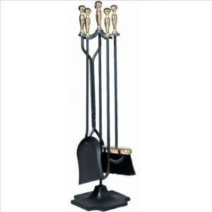 Uniflame 5 pc Polished Brass & Black Fireplace Tools  