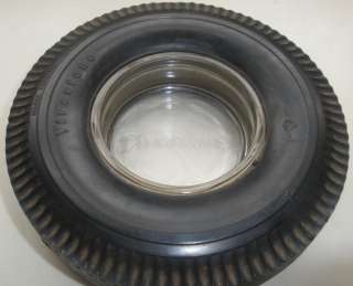 Vintage Firestone Tire Ashtray   Rubber/Glass  