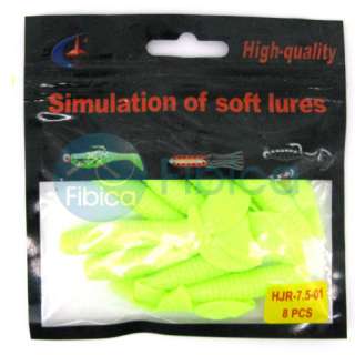 8pcs Soft Worm Fishing Lures Spectra Yellow  