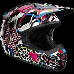 Fox Racing V2 Helmet Pure Filth Helmet Blue/Black/Pink Size Large 