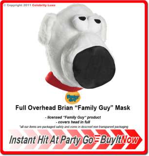 New Mens Ladies Family Guy Brian Dog Costume Full Mask  