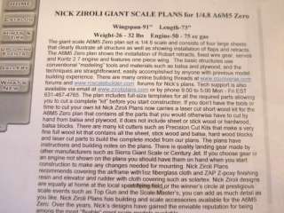 GIANT SCALE NICK ZIROLI ZERO R/C MODEL AIRPLANE KIT ** 91 INCH 