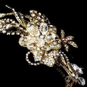 Gold Plated AB Crystal Wedding Tiara Jewelry Set  