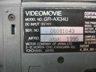 JVC GR AX34U Videomovie Camcorder 12x zoom  