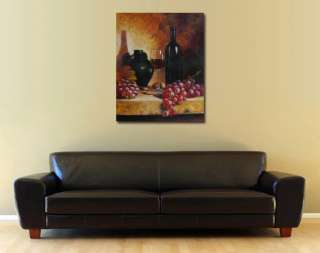 Still Life Wine & Grapes   Original Canvas Oil Painting  