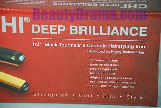 CHI Deep Brilliance 1/2 Tourmaline Ceramic Flat Iron BLACK Limited 