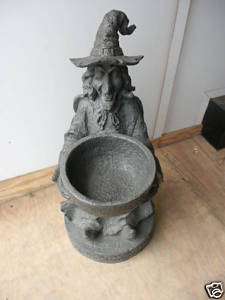 Frontgate Halloween Stone Witch Greeter Candy Bowl Dish  