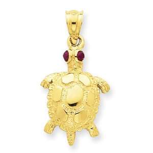  14k Turtle with Ruby Eyes Pendant Jewelry